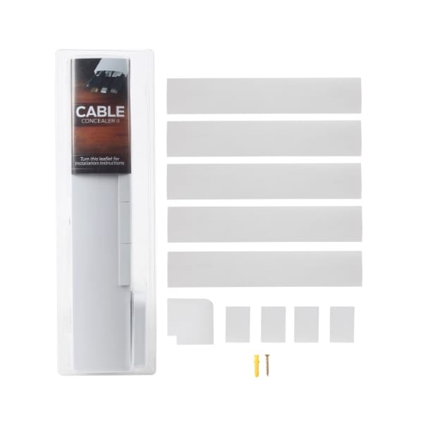 Fleming Supply Fleming Supply D Shaped Floor Cord Cover, 10-feet Black Cable, Wire Protector, Tripping Hazard, White 170131WLC - main